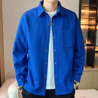 Men's Waffle Knit Long Sleeve Casual Shirt Jacket