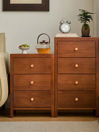 American Style Solid Wood Walnut Chest of Drawers Narrow Bedside Storage Cabinet for Bedroom Living Room