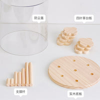 Wooden Display Case with Clear Dust Cover for Blind Box Figures and Collectibles, Multi-layer Staircase Design