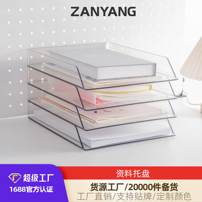 Clear Multi-layer Desktop File Organizer Tray for Office Documents