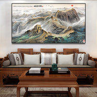 5d钻石画2022新款满钻客厅万里长城水晶砖石画山水风景十字绣2021
