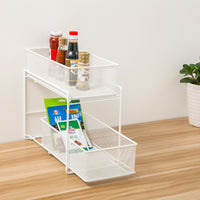 Iron Art Double-Layer Pull-Out Kitchen Spice Rack Bathroom Shelf Cabinet Basket Refrigerator Storage Organizer