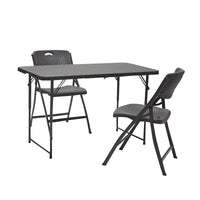 1.2m Folding Rattan Picnic Table with Telescopic Legs and Optional Chairs for Outdoor Camping