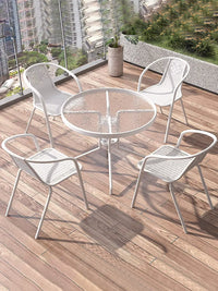 Outdoor Patio Bistro Set with Folding Glass Table and 2 Chairs