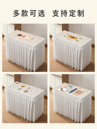 Vintage Sewing Machine Dust Cover Rectangular Tablecloth with Lace Trim for Home and Exhibition