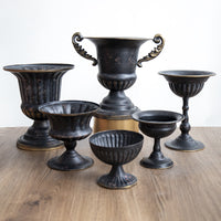 Vintage Black Distressed Floral Vase for Home Decor and Events