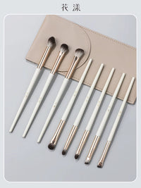 8-Piece White Peach Eye Makeup Brush Set with Storage Bag