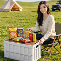 Foldable Outdoor Camping Storage Box with Lid for Toys, Clothes, and Car Trunk Organization
