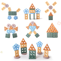 Wooden Geometric Stacking Blocks Montessori Educational Toy for Toddlers