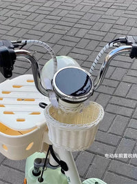 Hand-Woven Detachable Electric Scooter Bicycle Front Basket Large Capacity Storage