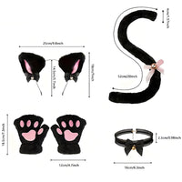 Halloween Cat Cosplay Accessory Set - Headband, Paws, Tail