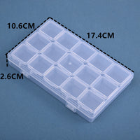 Clear 15-Grid Nail Art Storage Box with Individual Lids, Mini Bead Organizer for Desktop