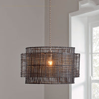 Bamboo Woven Barrel Pendant Light for Dining Room, Hot Pot Restaurant, or Teahouse