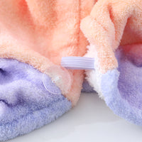 Rainbow Gradient Coral Fleece Hair Drying Towel Cap for Women