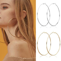 Exaggerated Large Hoop Earrings for Women, Simple European and American Style Metal Smooth Circle Jewelry