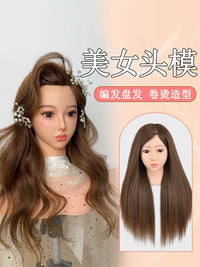 Mannequin Head with Real Hair for Hairdressing Practice and Styling
