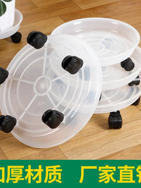 Transparent Plant Caddy with Wheels, Rolling Pot Tray for Moving Potted Plants and Catching Water