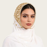 Ethnic Style Chiffon Beaded Headscarf Scarf for Women, Southeast Asian Fashion Shawl