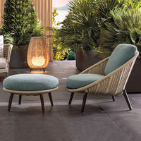 Outdoor Wicker Rattan Sofa Set with Teak Wood Frame for Patio Garden Villa Hotel