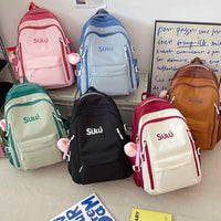 High-Capacity Backpack for Girls, Junior and Senior High School Students, Simple Casual Bookbag, Lightweight Travel Contrast Color Backpack