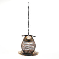 Metal Owl Hanging Bird Feeder for Garden and Patio