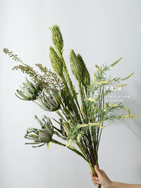 Nordic Faux Flower Bouquet with King Protea - Luxury Artificial Floral Arrangement for Home Decor