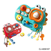 Montessori Busy Board Steering Wheel Toy for Toddlers, Multifunctional Early Learning Activity Cube for Kids