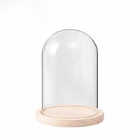 Acrylic Display Case with Wooden Base for Collectibles and Figurines, Dustproof Round Clear Showcase