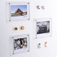 Acrylic Magnetic Photo Frame for Instant Prints and Small Cards, Double-Sided Transparent Display Stand