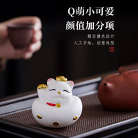 Creative Lucky Cat Tumbler Ceramic Tea Pet Office Home Desktop Decor Ornament