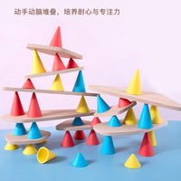 Wooden Stacking Tower Game for Color Recognition and Focus Training