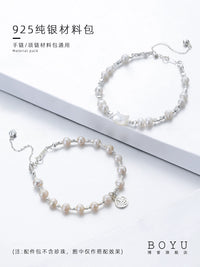 S925 Sterling Silver Pearl DIY Bracelet Necklace Beading Wire and Clasp Set