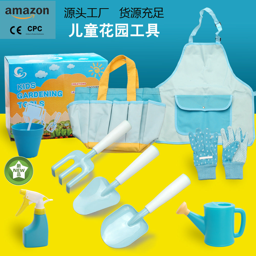 Kids' Garden Tool Set with Tote Bag, Watering Can, and Apron - Macaron Blue