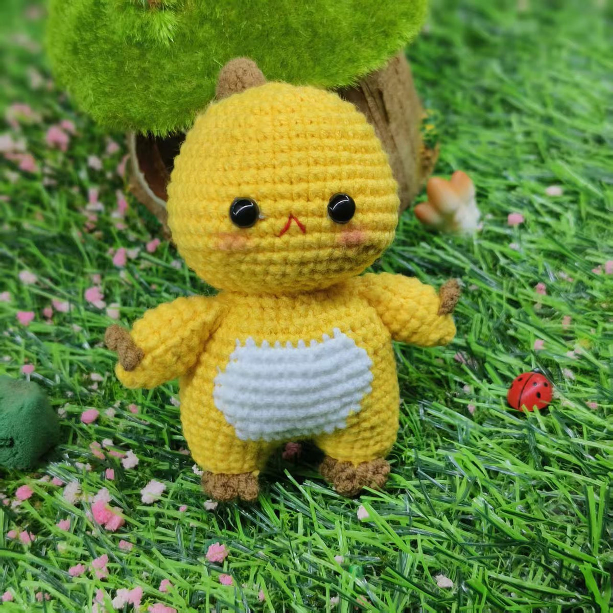 Handmade Yellow Dinosaur Crochet Animal Toy Bag Charm