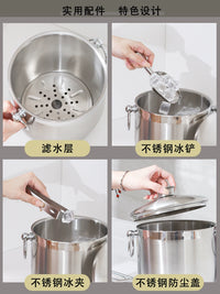 European Style 304 Stainless Steel Double-Layer Ice Bucket for Wine, Beer, and Spirits
