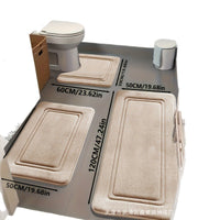 Coral Fleece Embossed Memory Foam Bath Mat Set Non-Slip Absorbent Bathroom Rugs