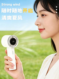 Portable Handheld USB Rechargeable Mini Fan with Base, 120-Speed High-Velocity Airflow for Desk and Outdoor Use