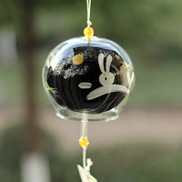Japanese Style Glass Wind Chime with Rabbit Design, Creative Gift for Home Decor