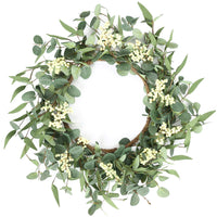 Artificial Eucalyptus Wreath with Berries for Door Wall Decor