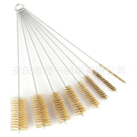 14-Piece Stainless Steel & Copper Wire Tube Cleaning Brush Set with Long Handle for Rust & Burr Removal