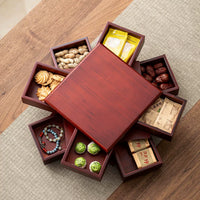 Vintage Wooden Multi-Layer Rotating Drawer Fruit Plate Snack Storage Box