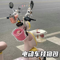 Foldable Wicker Bicycle Basket for Front Handlebar - Waterproof Rattan Storage for Electric Bikes & Kids' Scooters