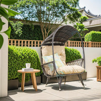 Outdoor Rattan Swing Chair Balcony Leisure Home Bird's Nest Lazy Chair Table Set Open-air Courtyard Floor-standing Hanging Basket