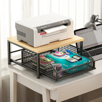 Desktop Printer Stand with Storage, Multifunctional Double-Layer Office Organizer for Printer, Host, and Copier