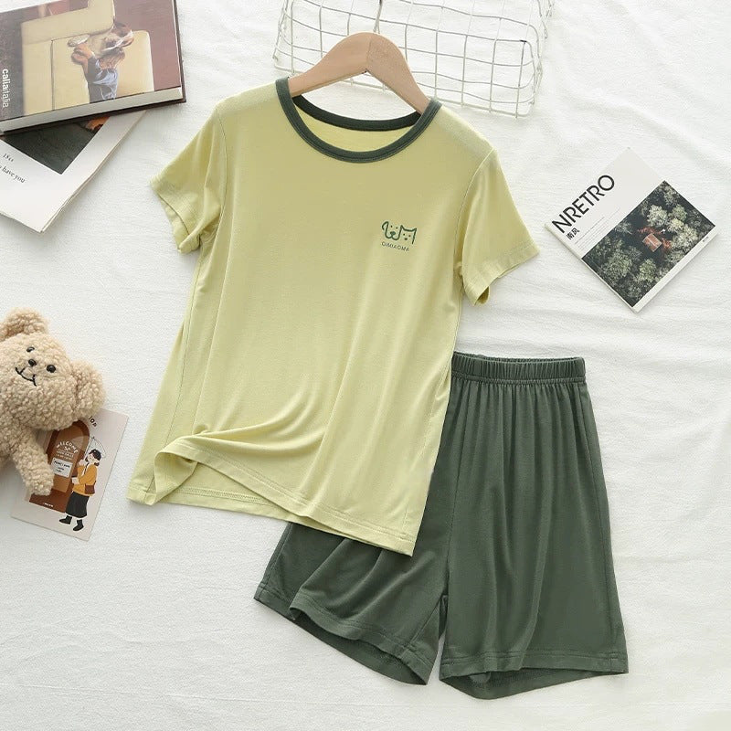 Kids' Summer Short Sleeve Pajama Set for Boys, Casual Homewear with Shorts