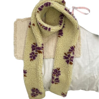 Korean Lambswool Floral Scarf for Winter Warmth and Wind Protection