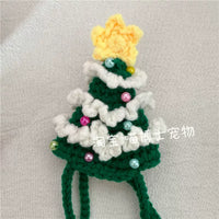 Christmas Pet Collar and Hat Set for Cats and Small Dogs, Festive Knitted Scarf and Bib Costume