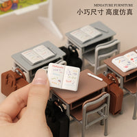 1:12 Dollhouse Miniature School Classroom Desk Blackboard Backpack Set