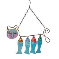 Stained Glass Cat & Dog Wind Chime for Garden & Home Decor