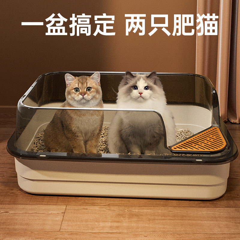 Extra Large High-Sided Cat Litter Box with Anti-Splash Design